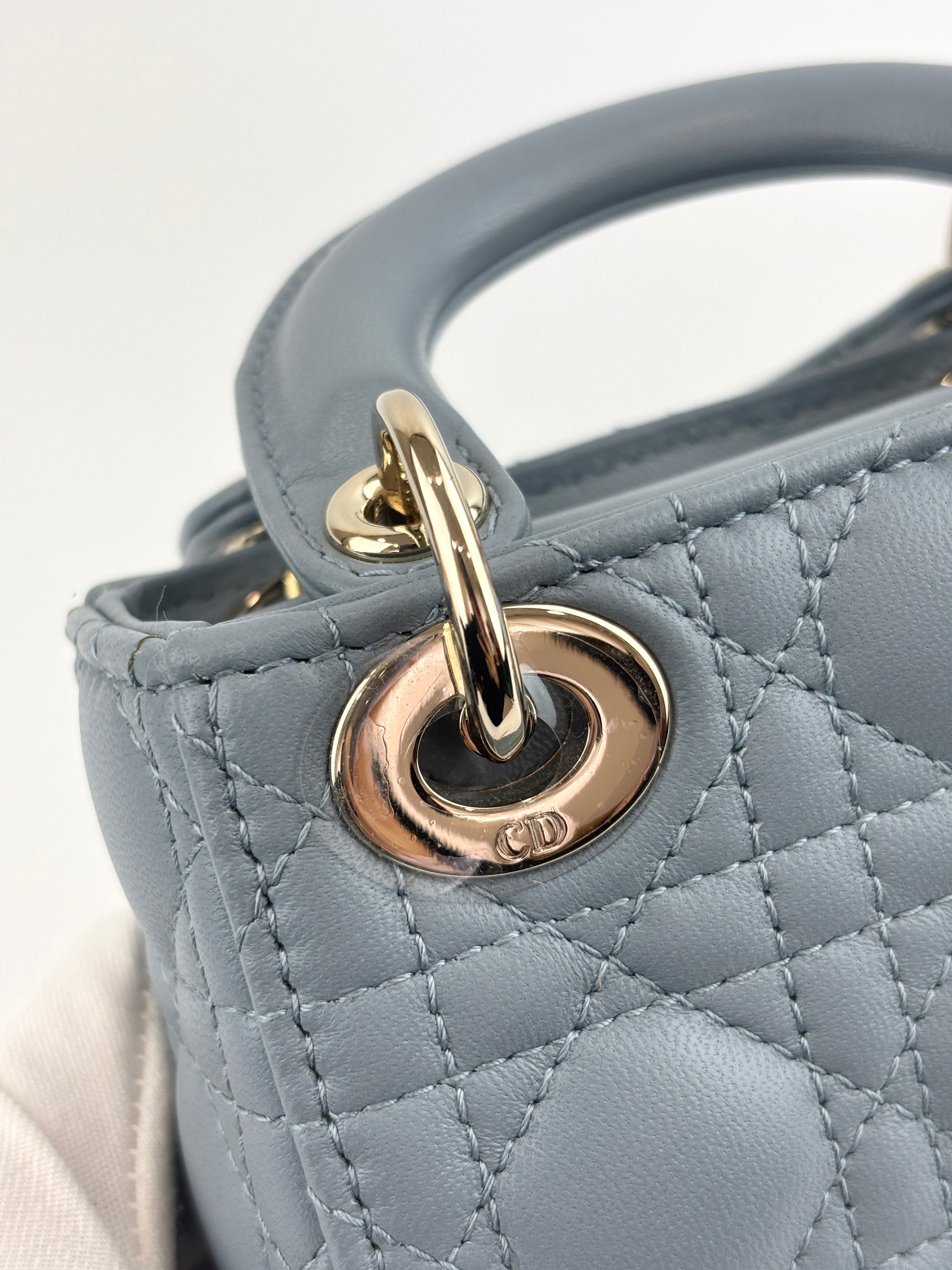 Micro Lady Dior Cannage Lambskin Leather Cloud Blue GHW - Glampot