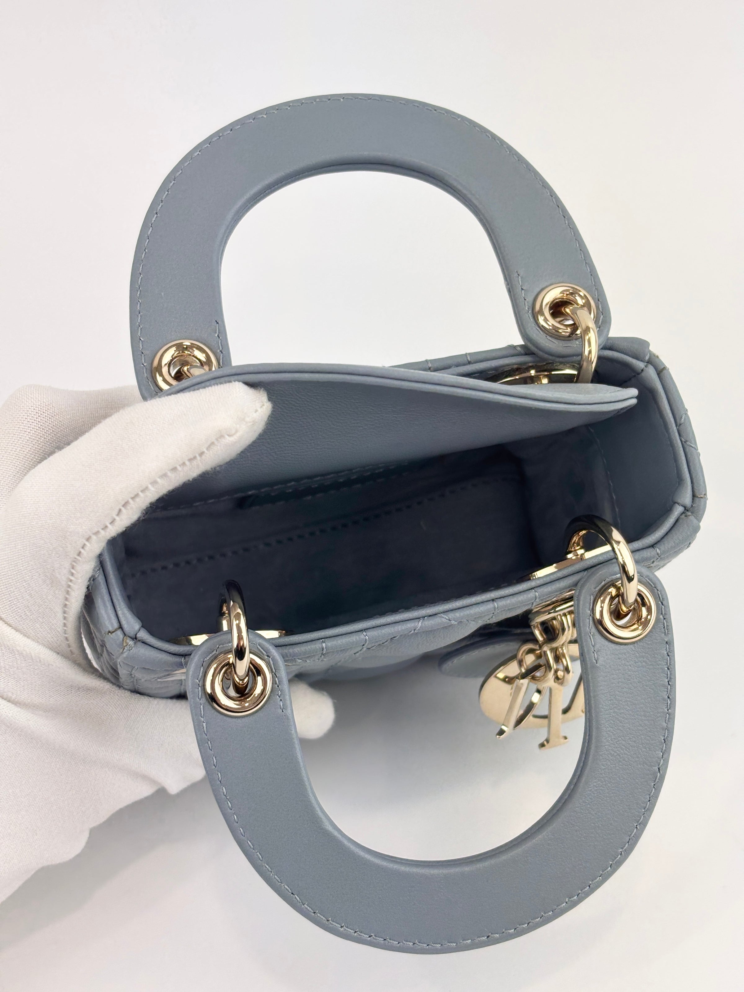 Micro Lady Dior Cannage Lambskin Leather Cloud Blue GHW - Glampot