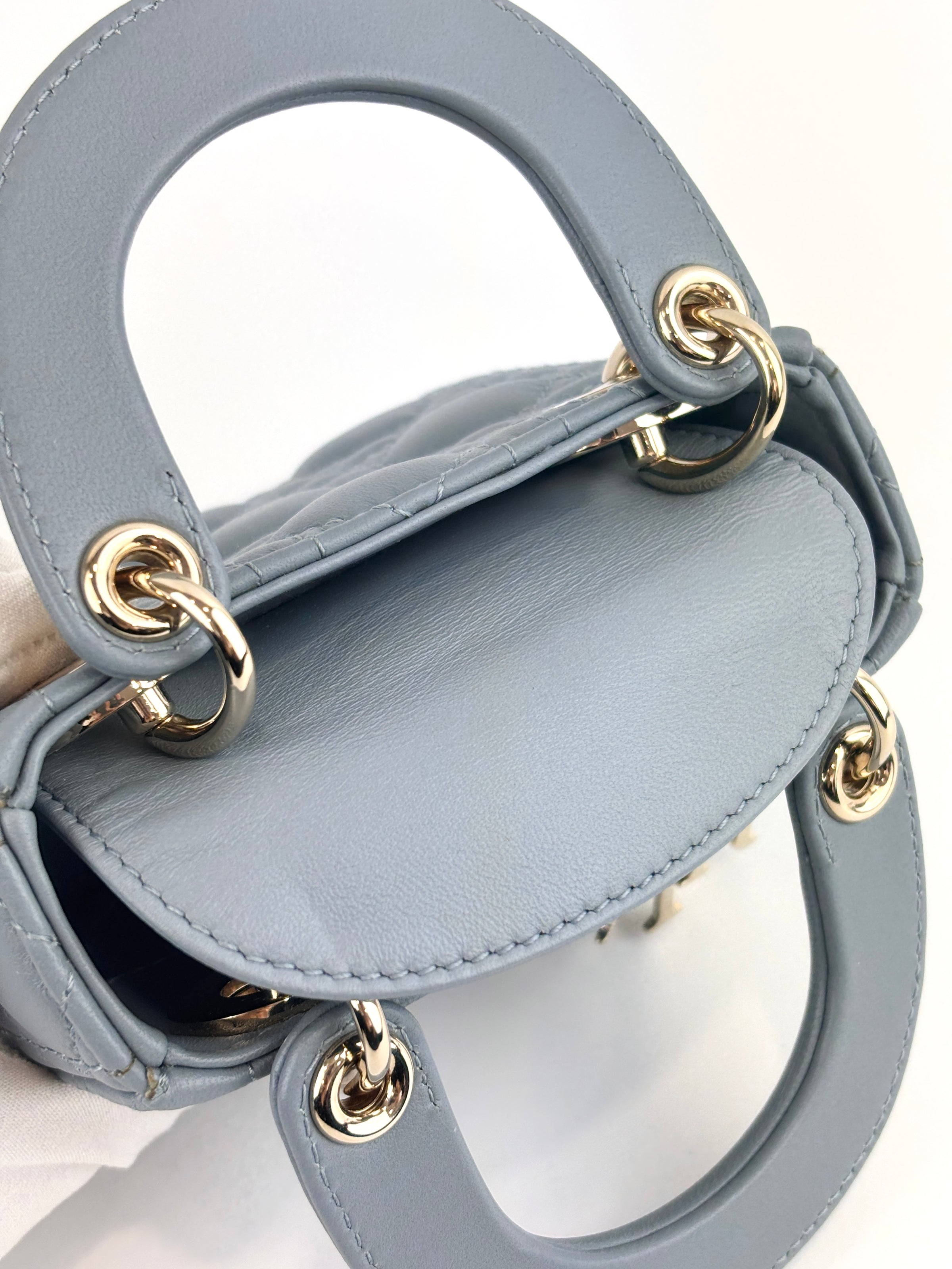 Micro Lady Dior Cannage Lambskin Leather Cloud Blue GHW - Glampot