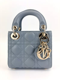 Micro Lady Dior Cannage Lambskin Leather Cloud Blue GHW - Glampot