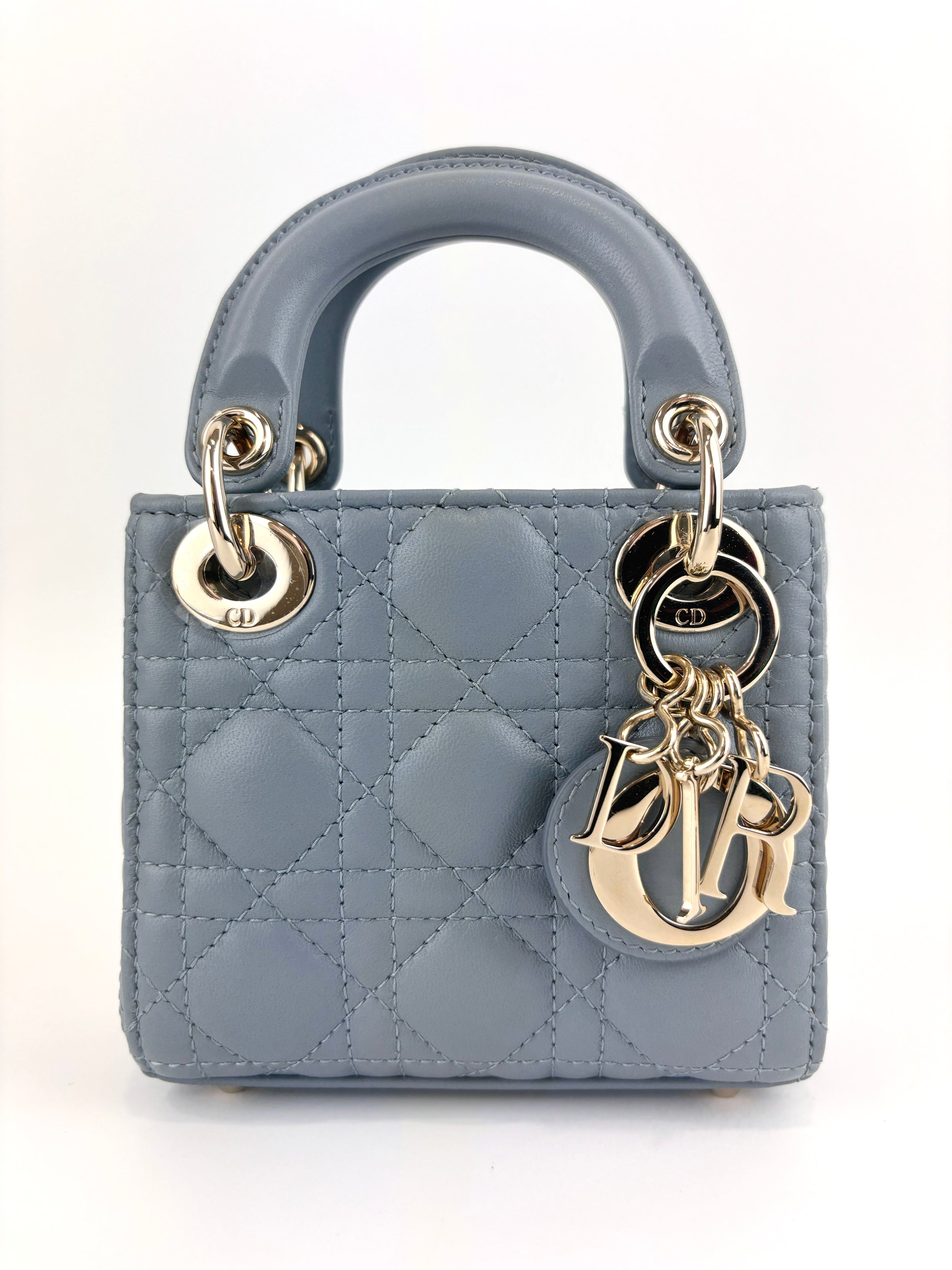 Micro Lady Dior Cannage Lambskin Leather Cloud Blue GHW - Glampot