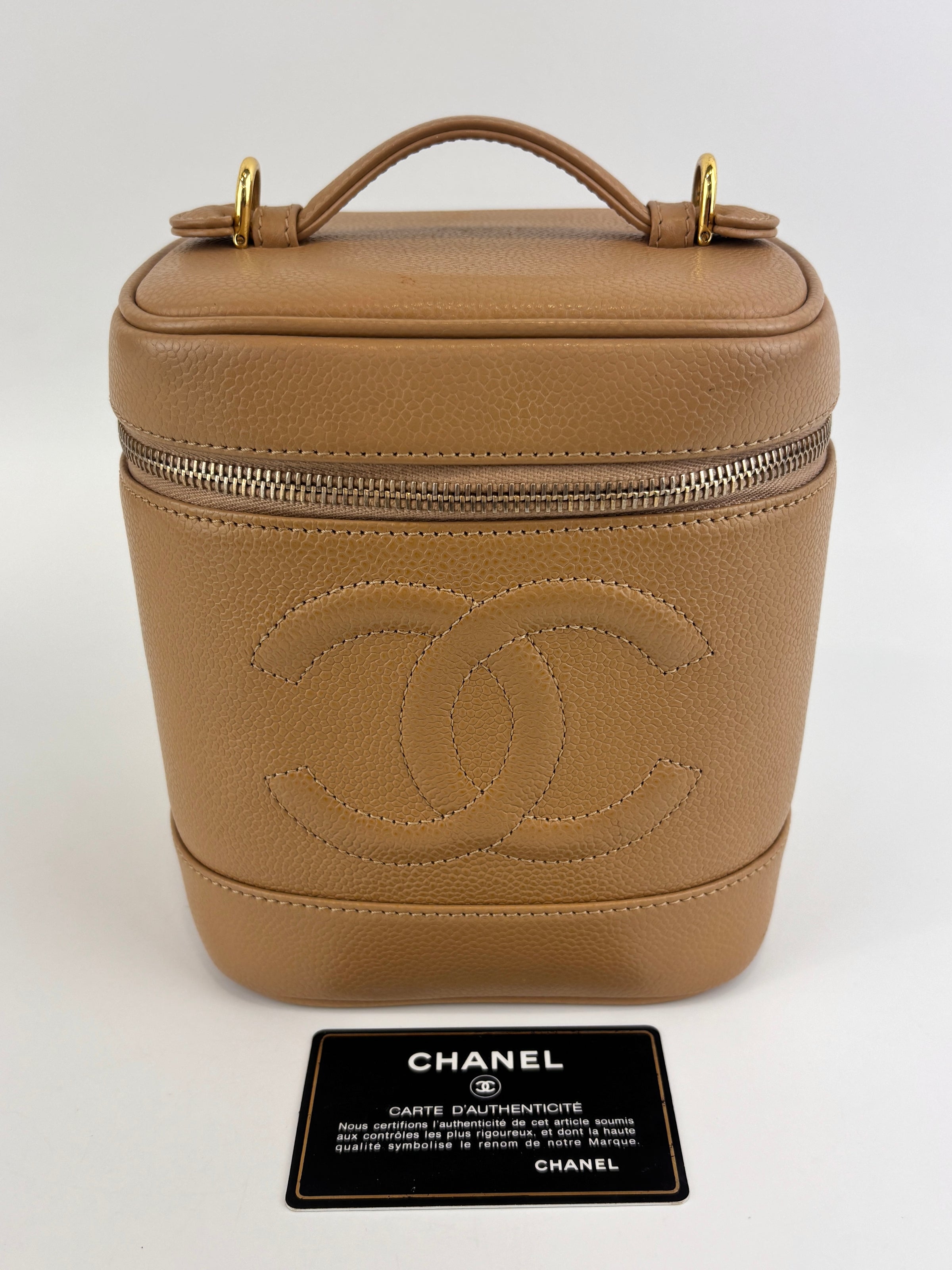 Vintage Vanity Case in Beige GHW - Glampot