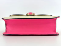 Bicolour Rockstud Glam Lock Chain Bag Neon Pink/White - Glampot