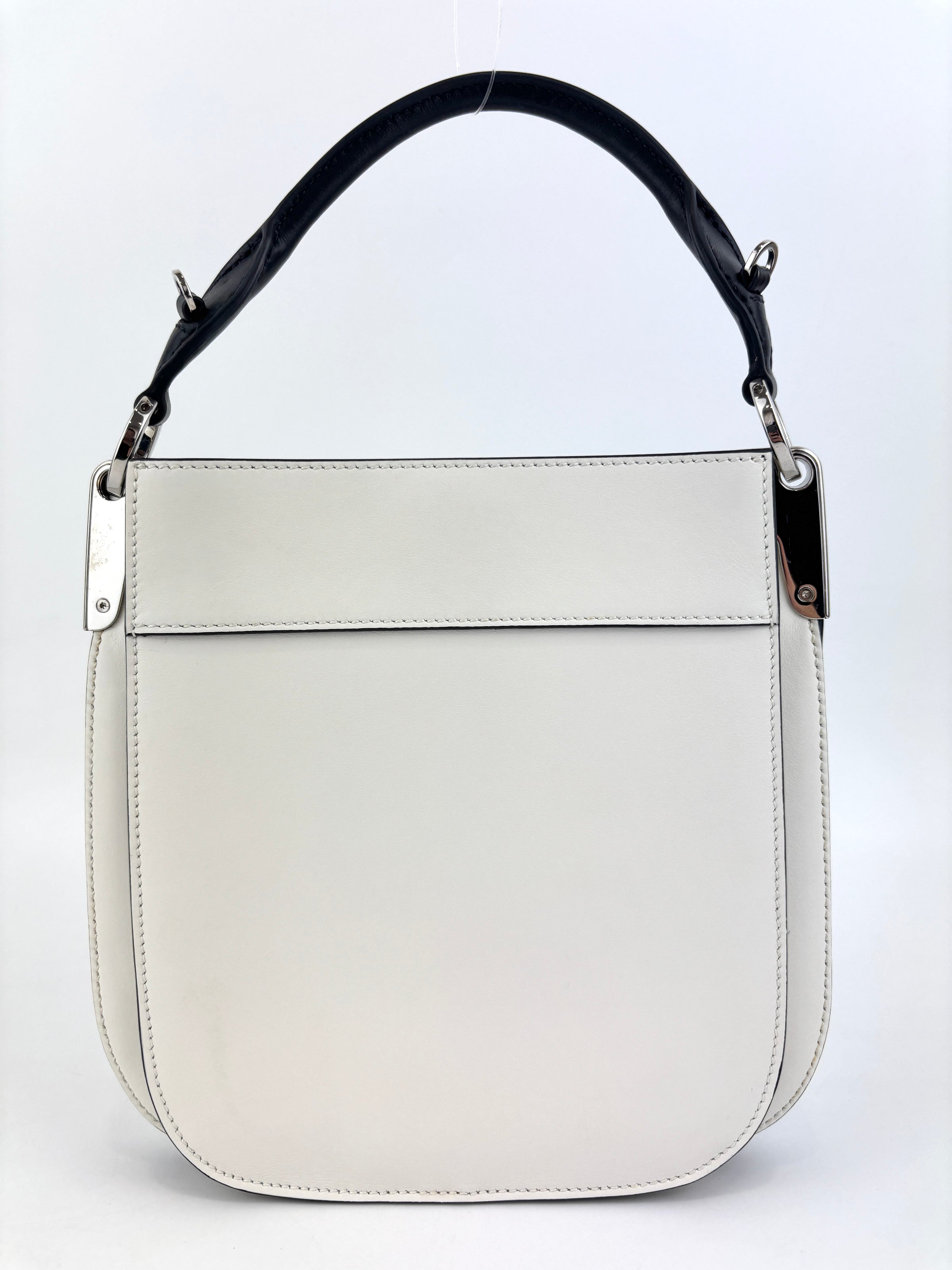 1BC082 Margit Bag Calfskin Leather in White + Black
