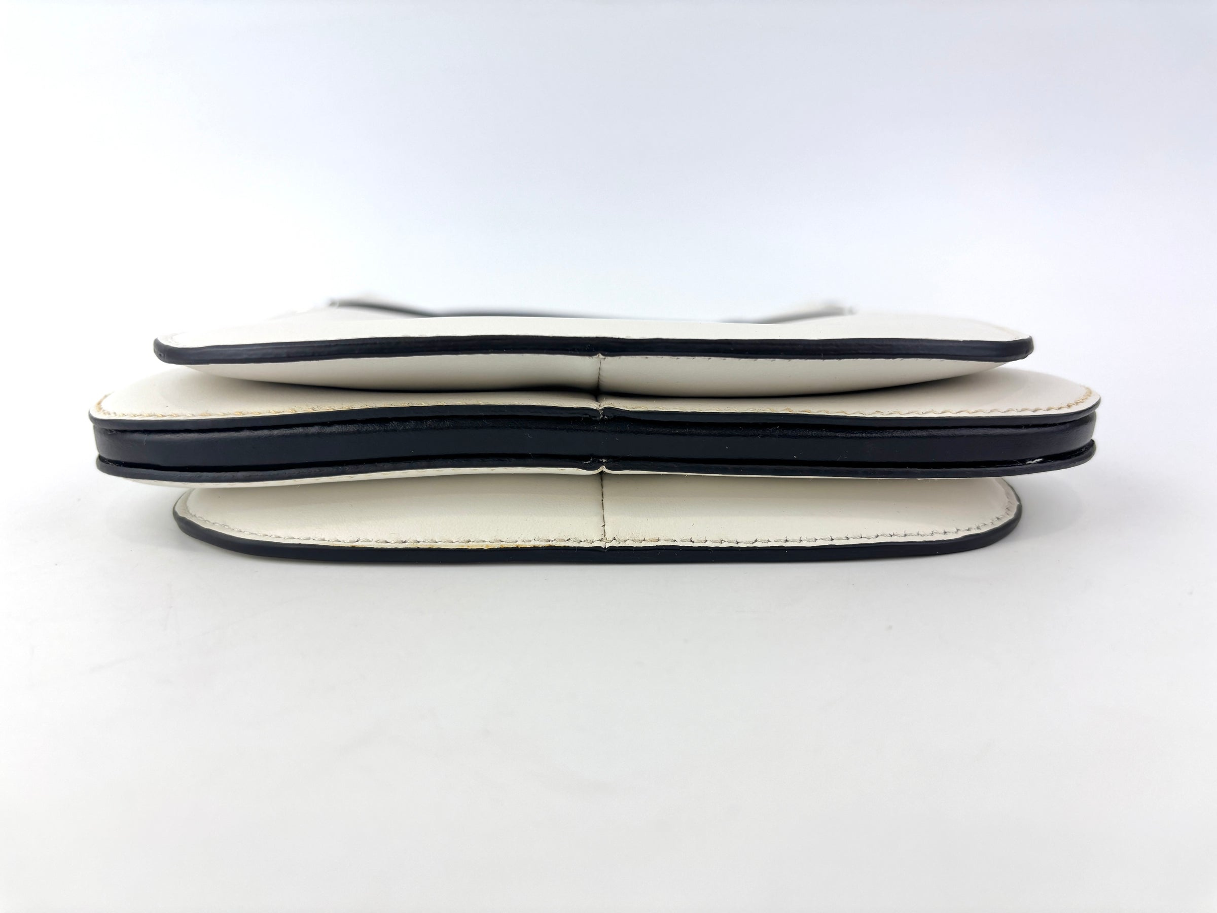 1BC082 Margit Bag Calfskin Leather in White + Black