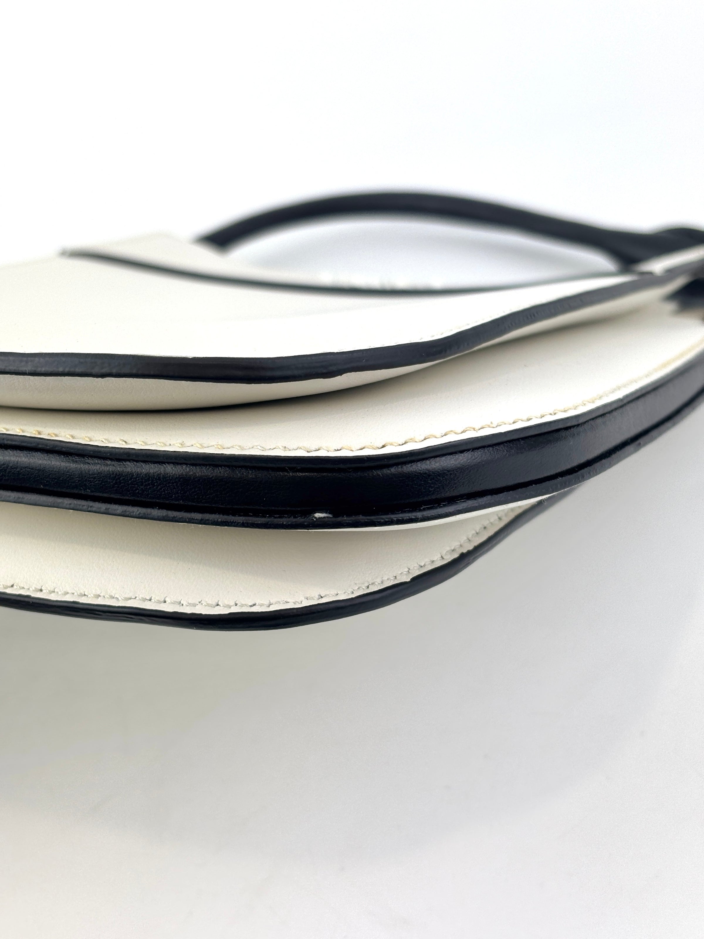 1BC082 Margit Bag Calfskin Leather in White + Black