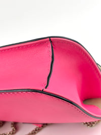 Bicolour Rockstud Glam Lock Chain Bag Neon Pink/White - Glampot