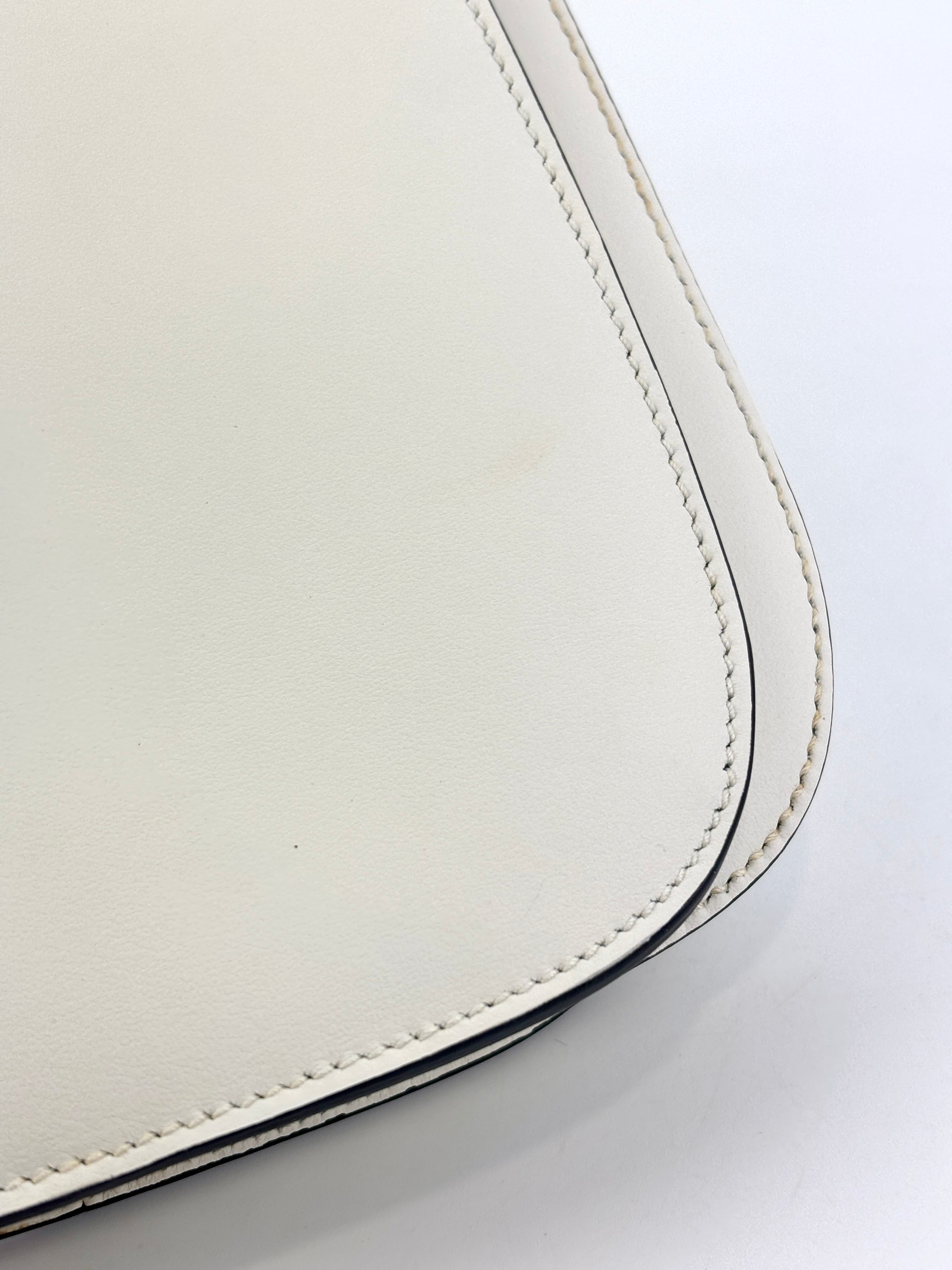 1BC082 Margit Bag Calfskin Leather in White + Black