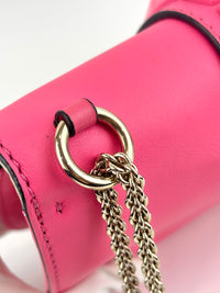 Bicolour Rockstud Glam Lock Chain Bag Neon Pink/White - Glampot