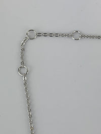 Crystal Pearl Dior Logo Necklace Silver