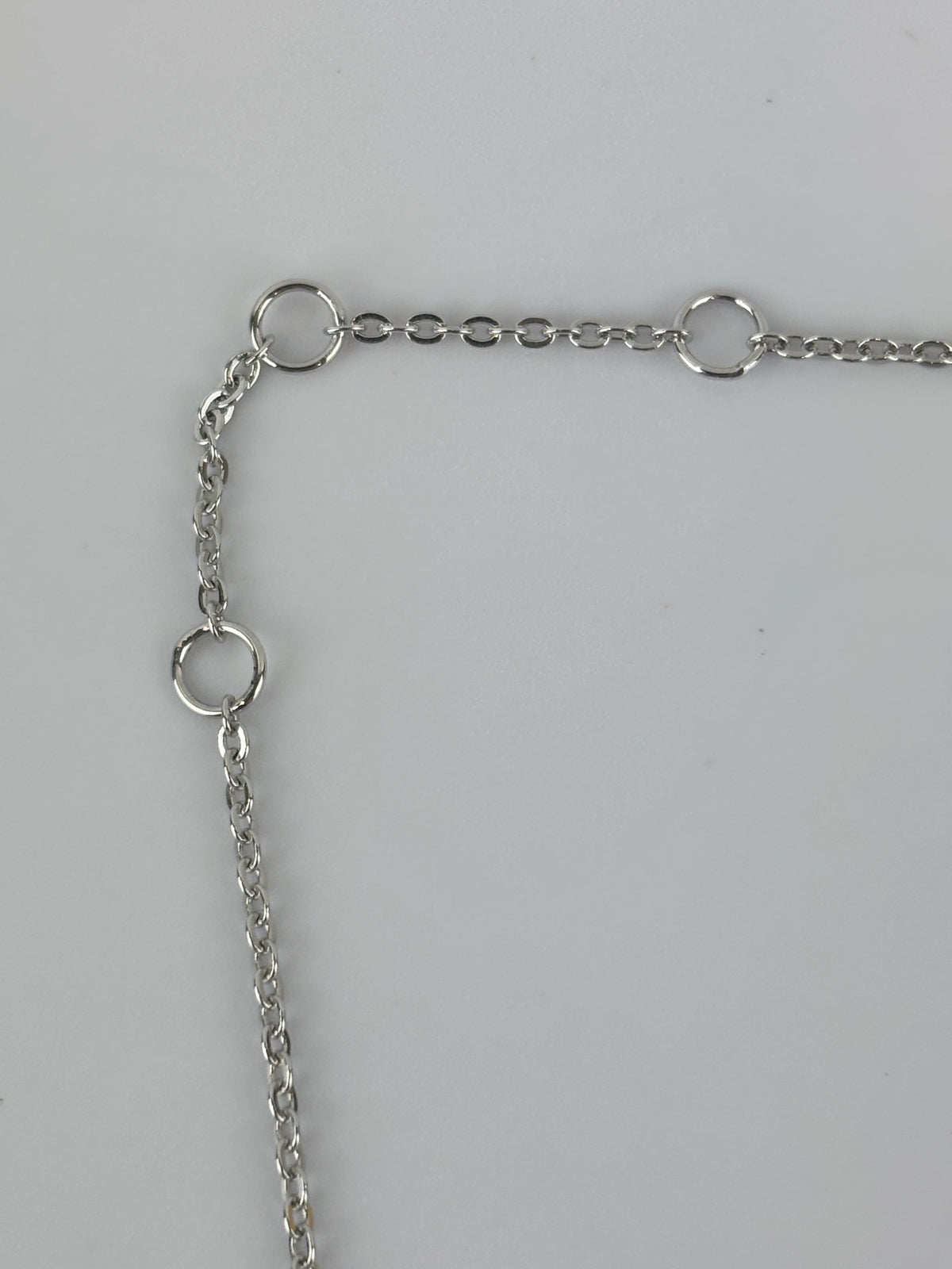 Crystal Pearl Dior Logo Necklace Silver
