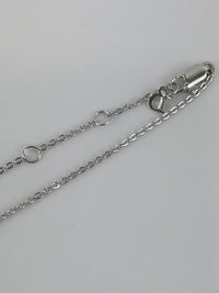 Crystal Pearl Dior Logo Necklace Silver