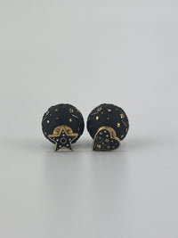 Metal Star Heart Mise En Dior Tribal Earrings Black Gold