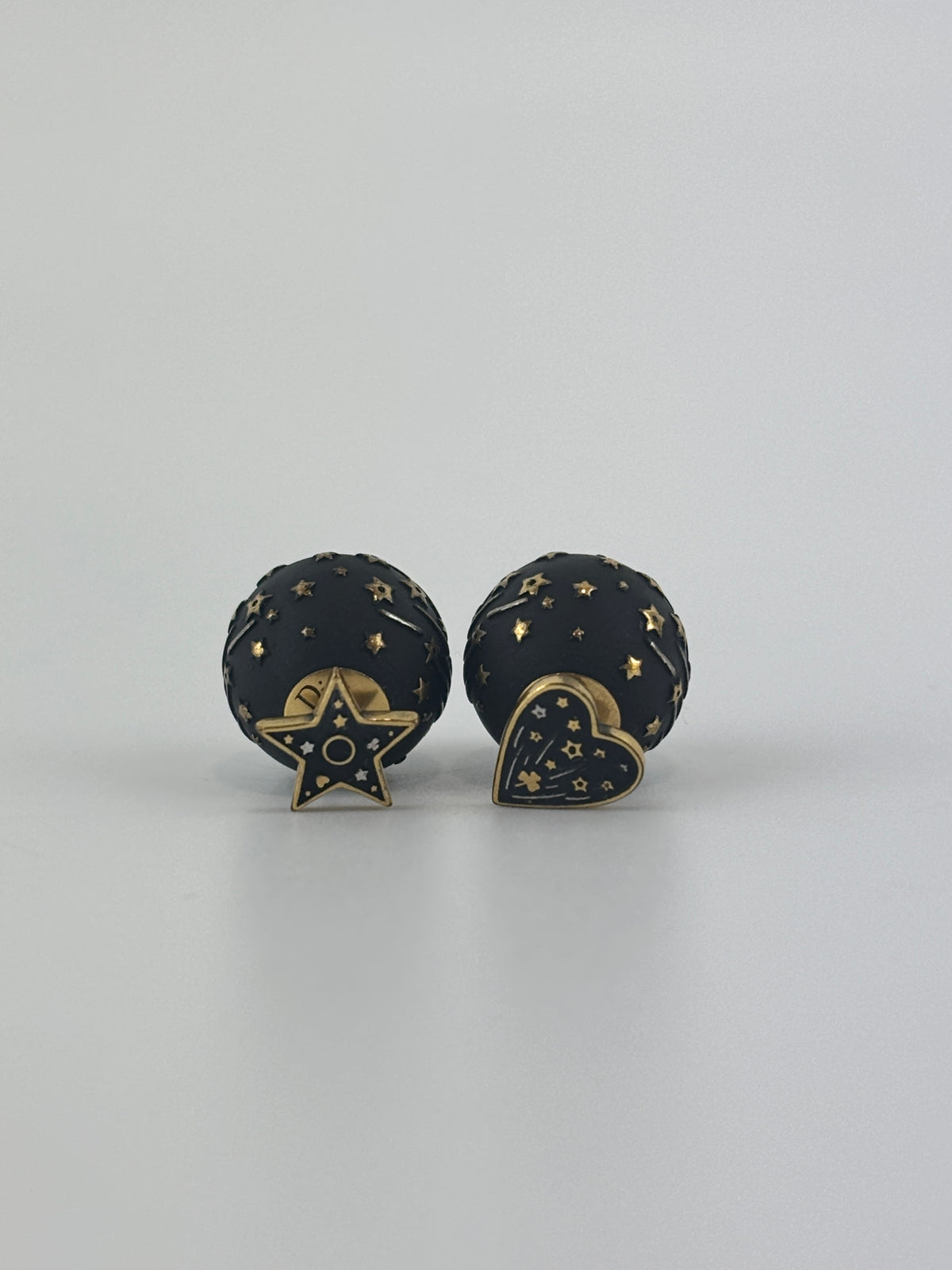 Metal Star Heart Mise En Dior Tribal Earrings Black Gold