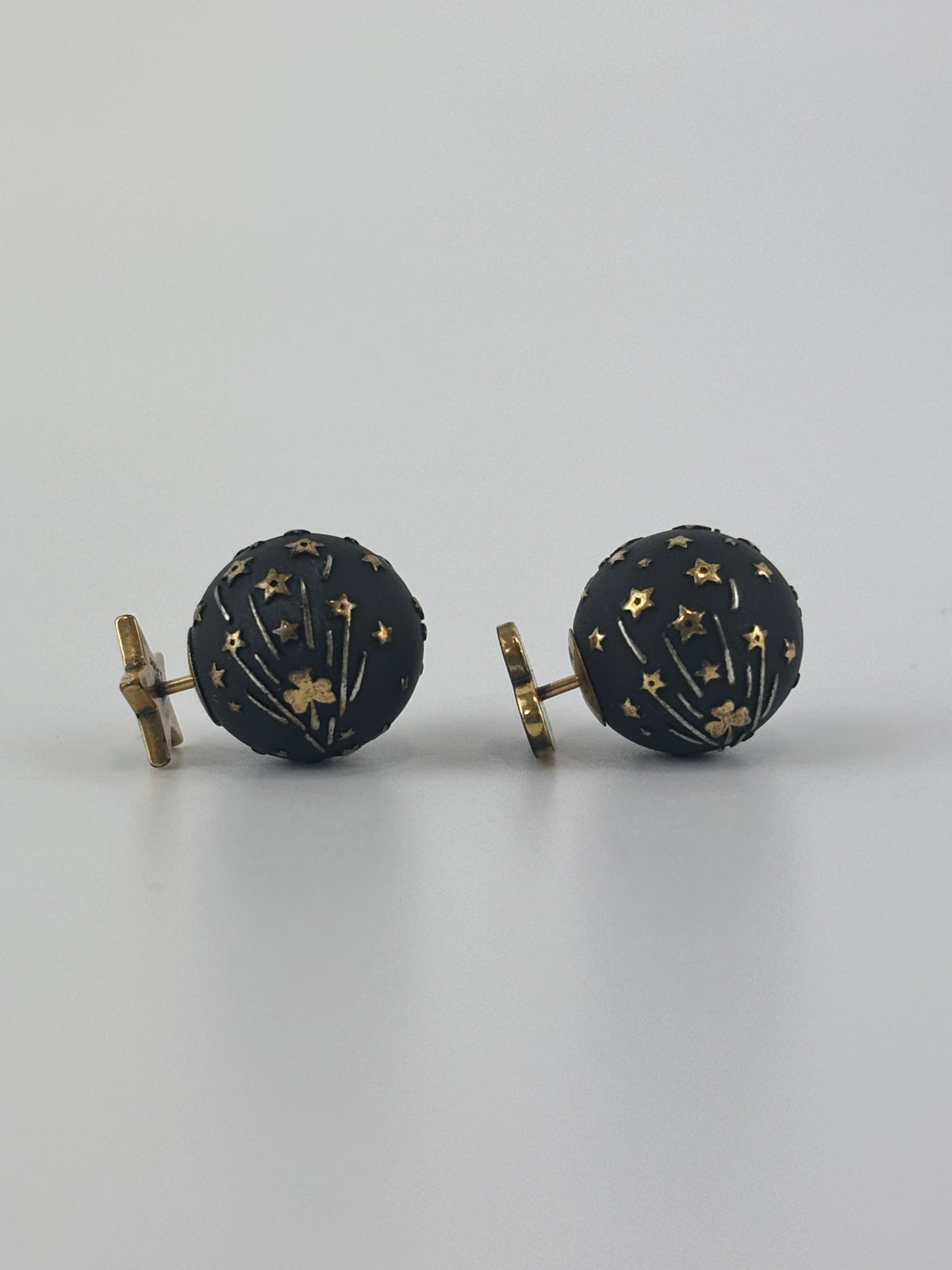 Metal Star Heart Mise En Dior Tribal Earrings Black Gold
