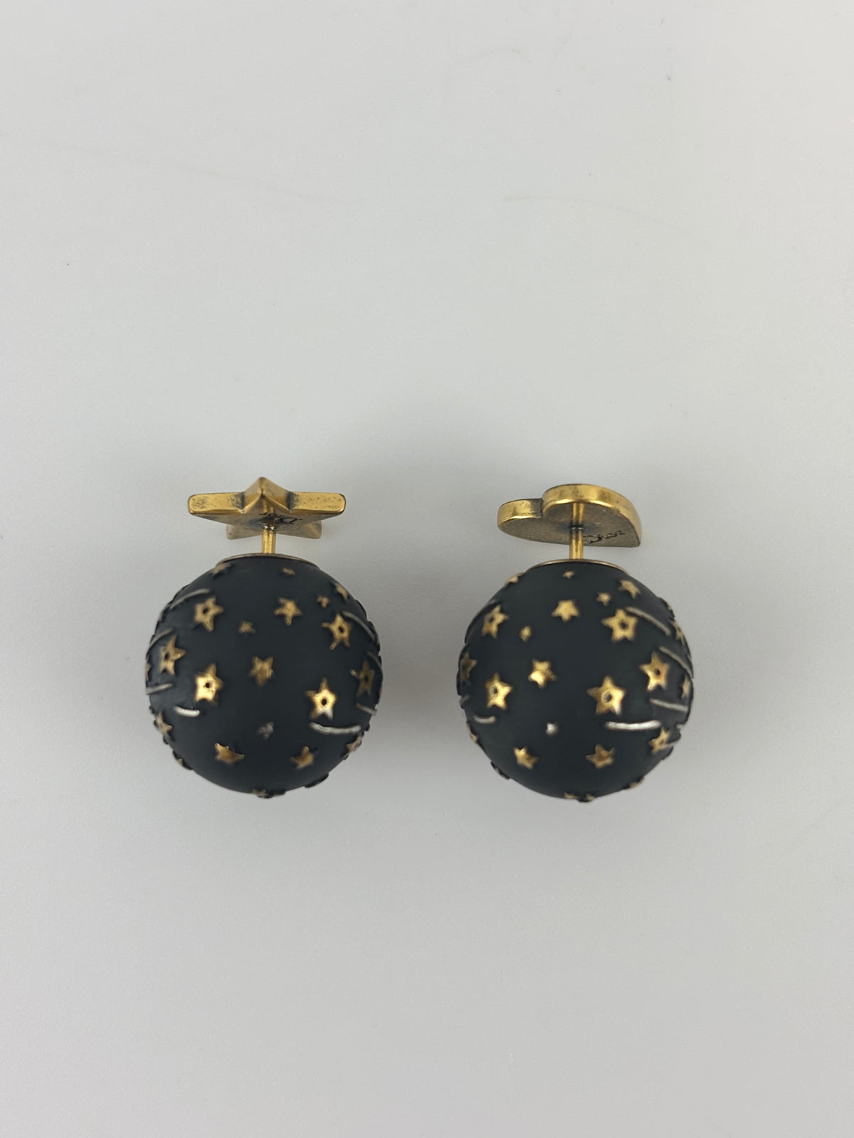 Metal Star Heart Mise En Dior Tribal Earrings Black Gold