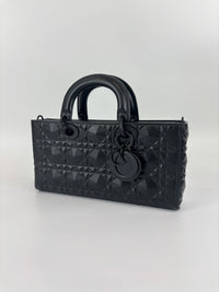 Medium Ultra Matte Lady D-Joy Black Diamond Motif Cannage Calfskin