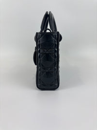 Medium Ultra Matte Lady D-Joy Black Diamond Motif Cannage Calfskin