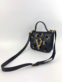 Virtus 3D Flower Small Top Handle Bag Black - Glampot