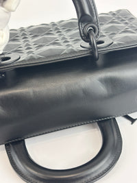 Medium Ultra Matte Lady D-Joy Black Diamond Motif Cannage Calfskin