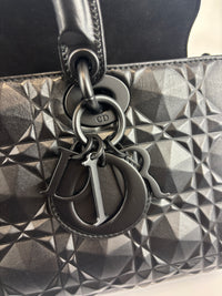 Medium Ultra Matte Lady D-Joy Black Diamond Motif Cannage Calfskin