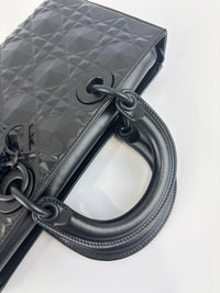 Medium Ultra Matte Lady D-Joy Black Diamond Motif Cannage Calfskin
