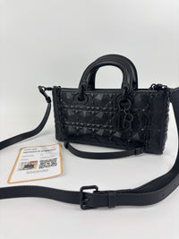 Medium Ultra Matte Lady D-Joy Black Diamond Motif Cannage Calfskin
