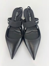 Leather Slingback Flats Black Size 38.5