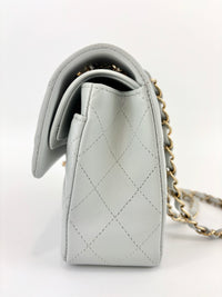 Medium Rectangular Flap Bag Light Blue Grey LGHW (Microchipped) - Glampot