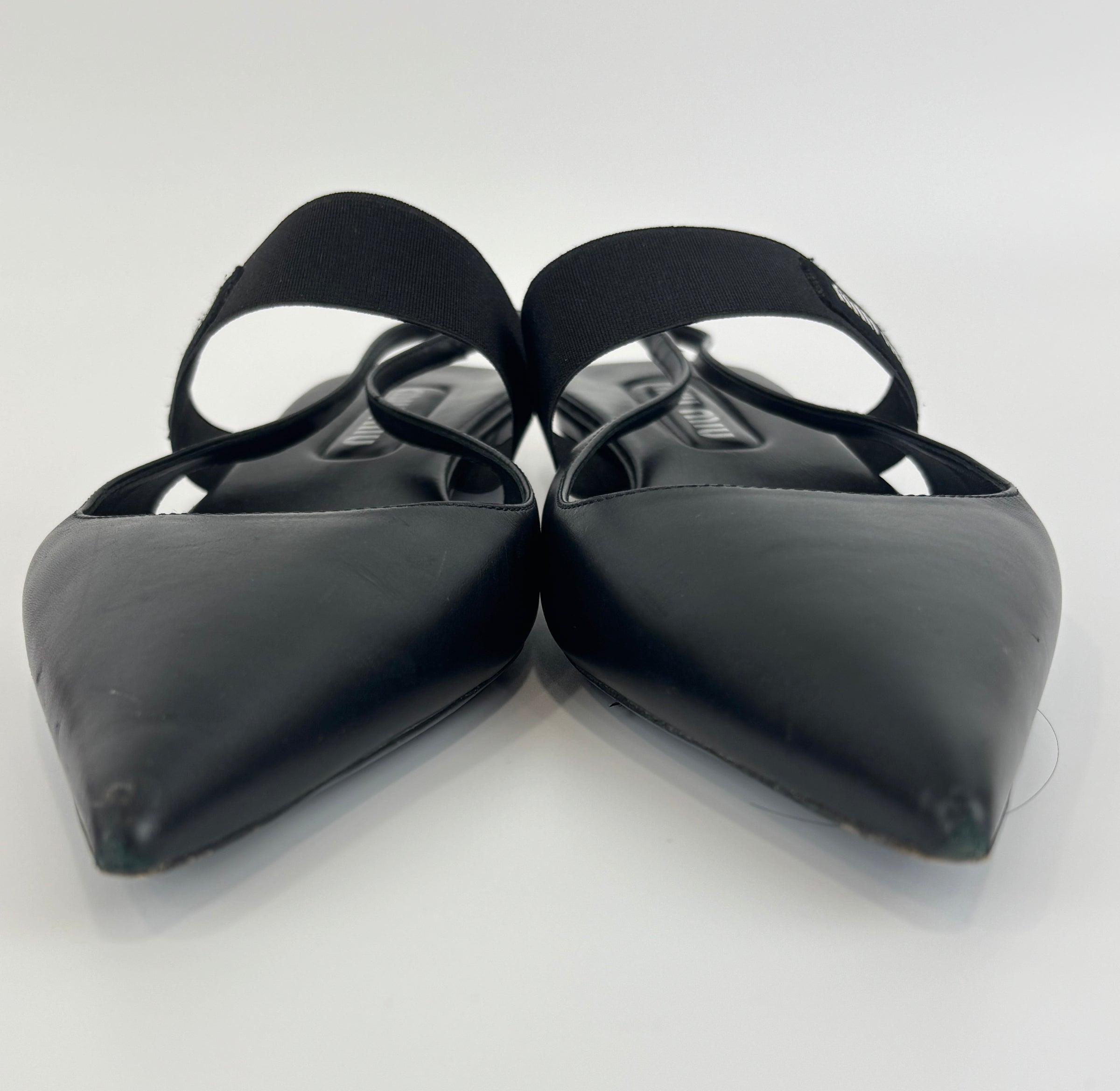 Leather Slingback Flats Black Size 38.5
