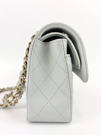 Medium Rectangular Flap Bag Light Blue Grey LGHW (Microchipped) - Glampot