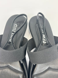 Leather Slingback Flats Black Size 38.5