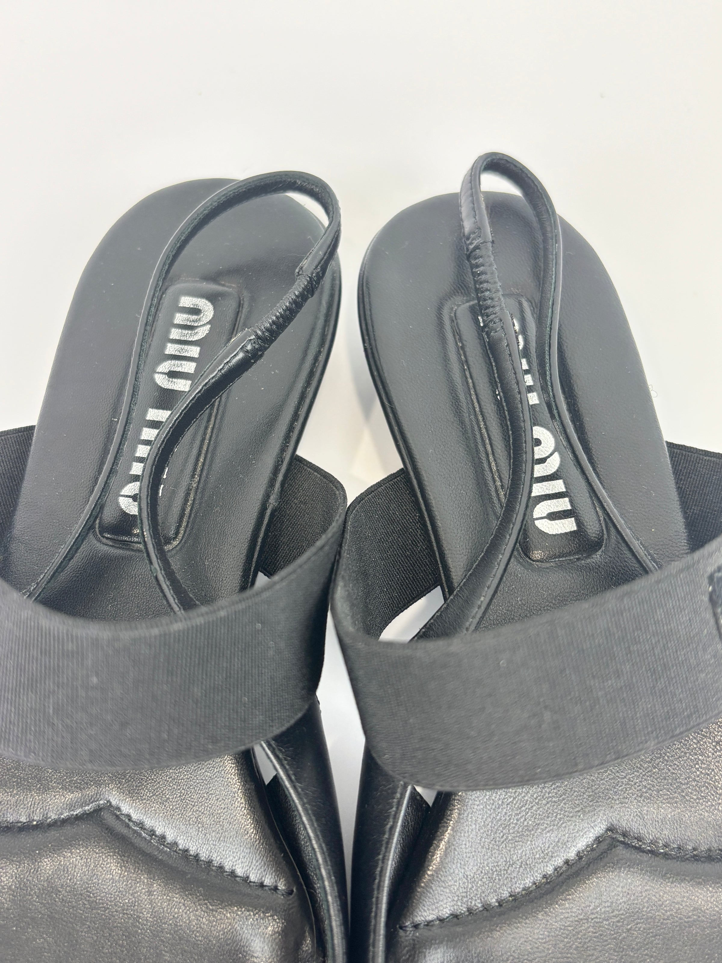 Leather Slingback Flats Black Size 38.5