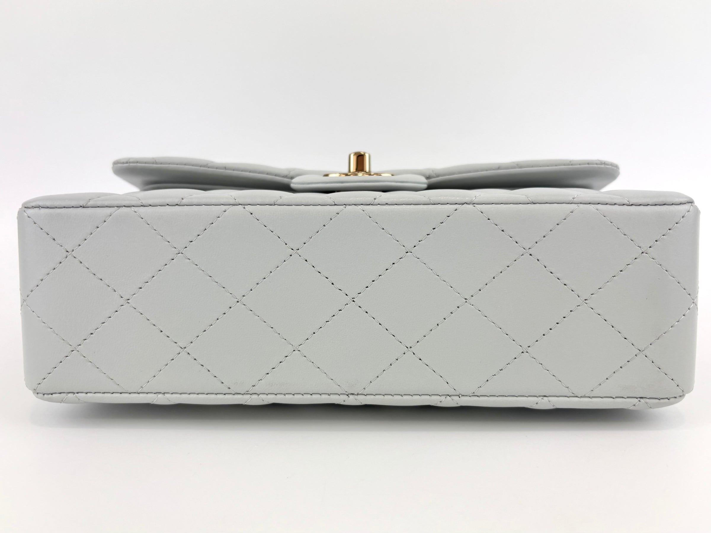 Medium Rectangular Flap Bag Light Blue Grey LGHW (Microchipped) - Glampot