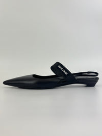Leather Slingback Flats Black Size 38.5