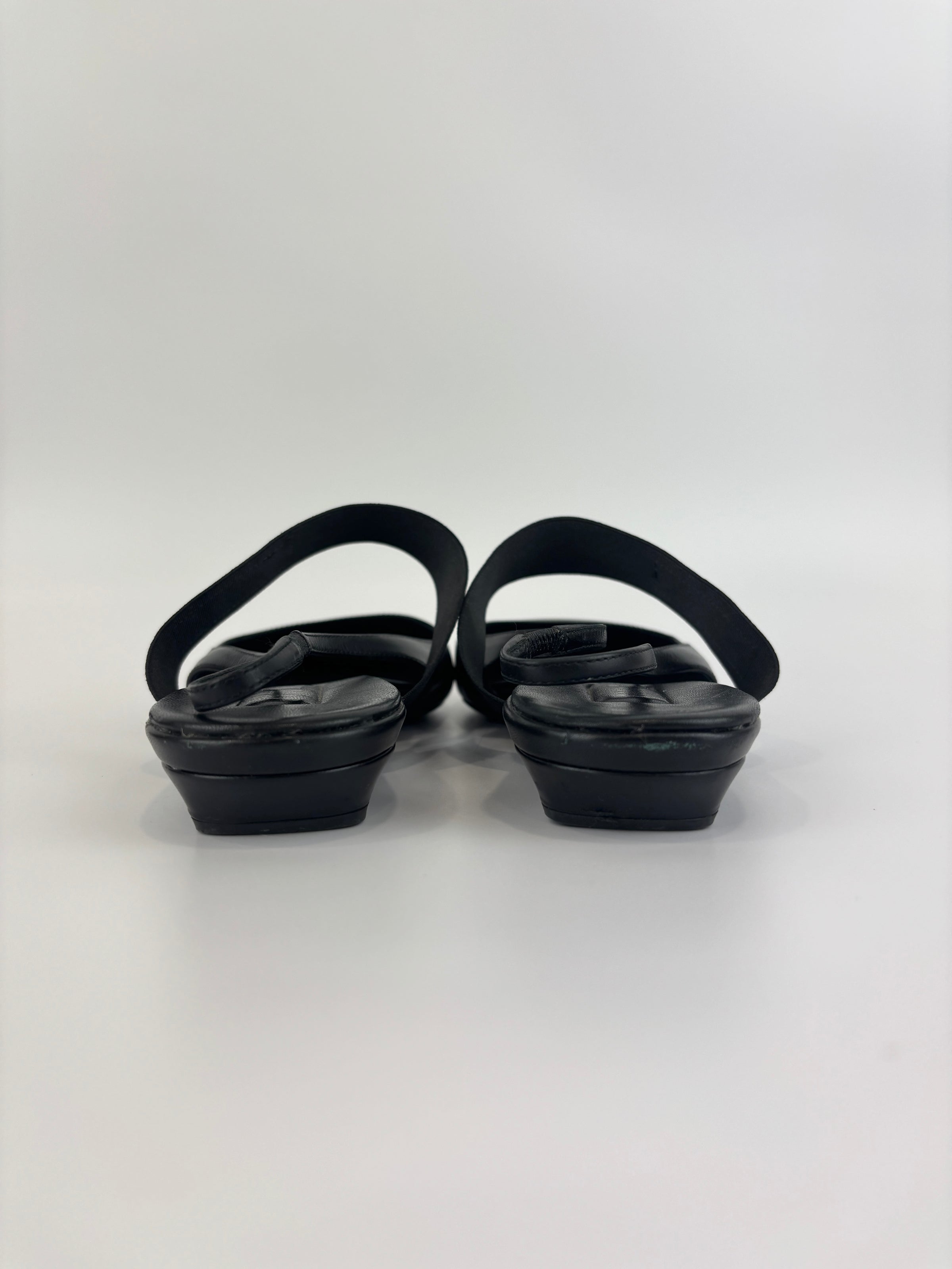 Leather Slingback Flats Black Size 38.5