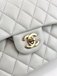 Medium Rectangular Flap Bag Light Blue Grey LGHW (Microchipped) - Glampot