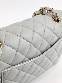 Medium Rectangular Flap Bag Light Blue Grey LGHW (Microchipped) - Glampot