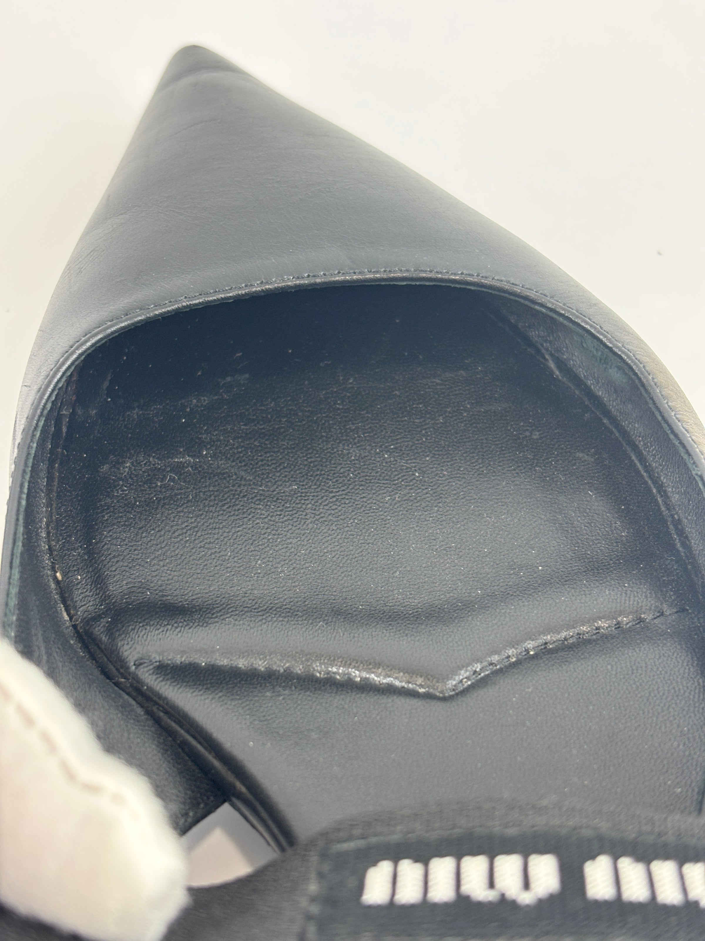 Leather Slingback Flats Black Size 38.5