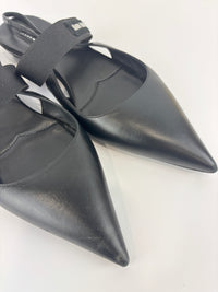 Leather Slingback Flats Black Size 38.5