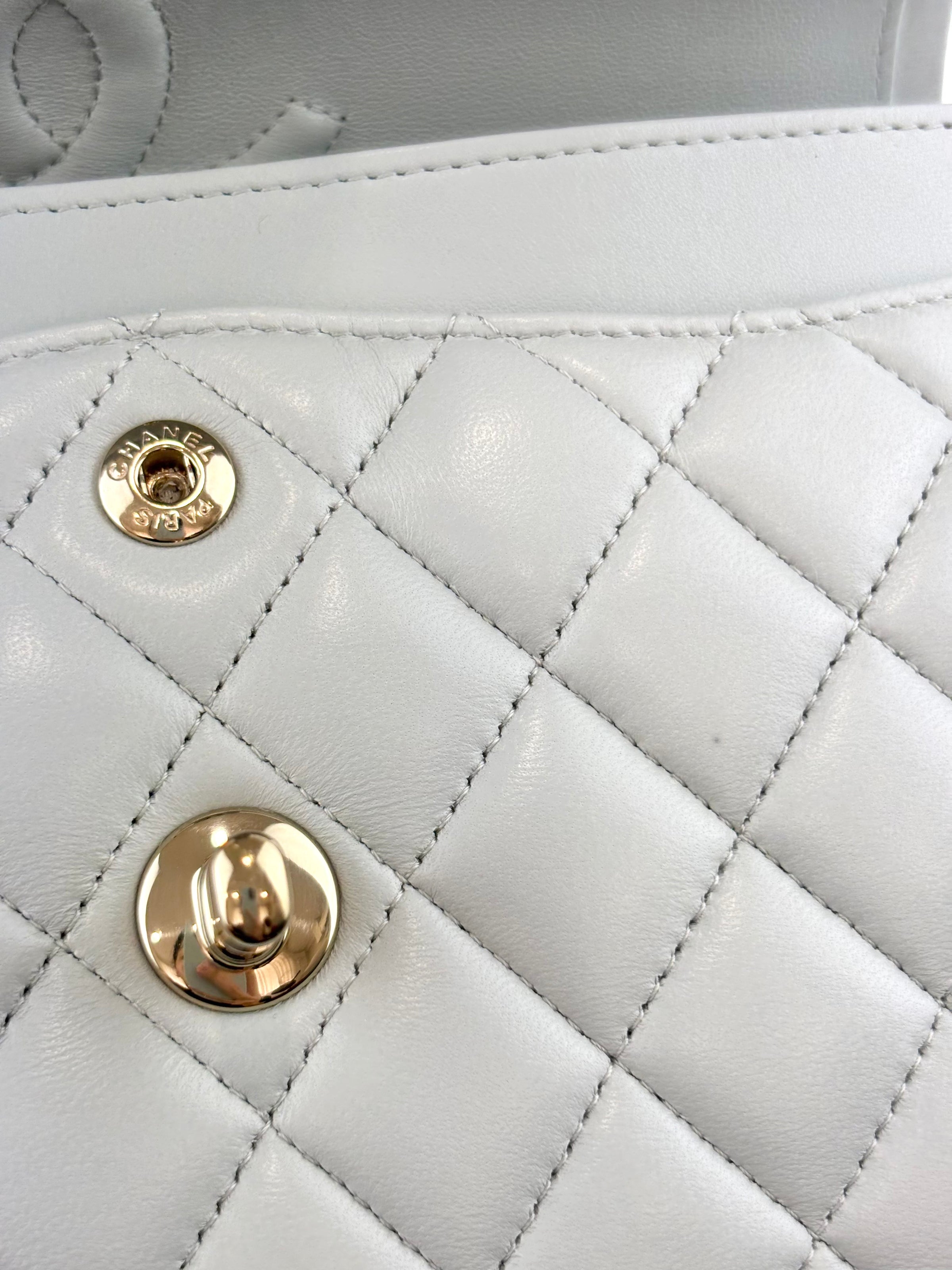 Medium Rectangular Flap Bag Light Blue Grey LGHW (Microchipped) - Glampot