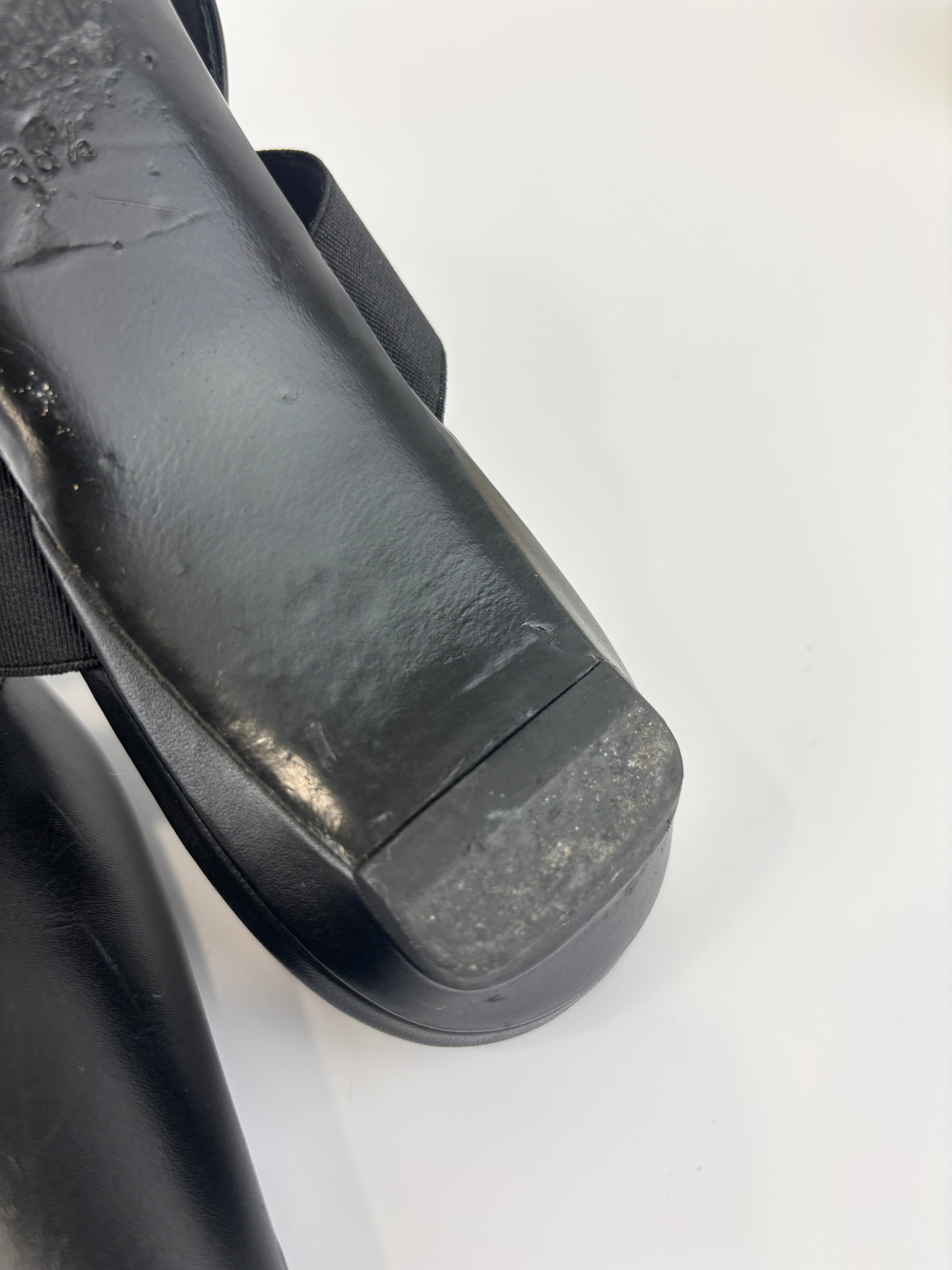 Leather Slingback Flats Black Size 38.5