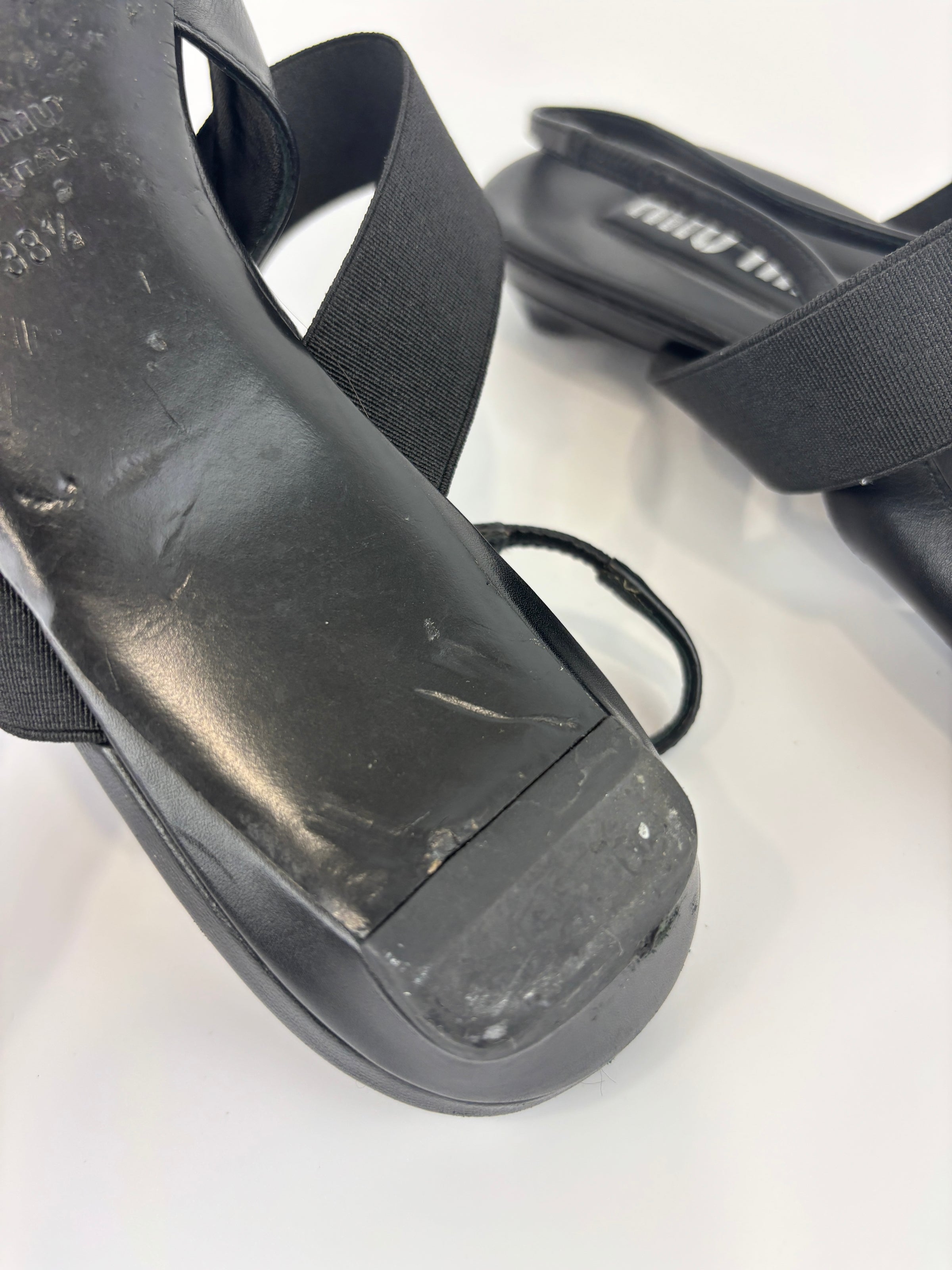 Leather Slingback Flats Black Size 38.5