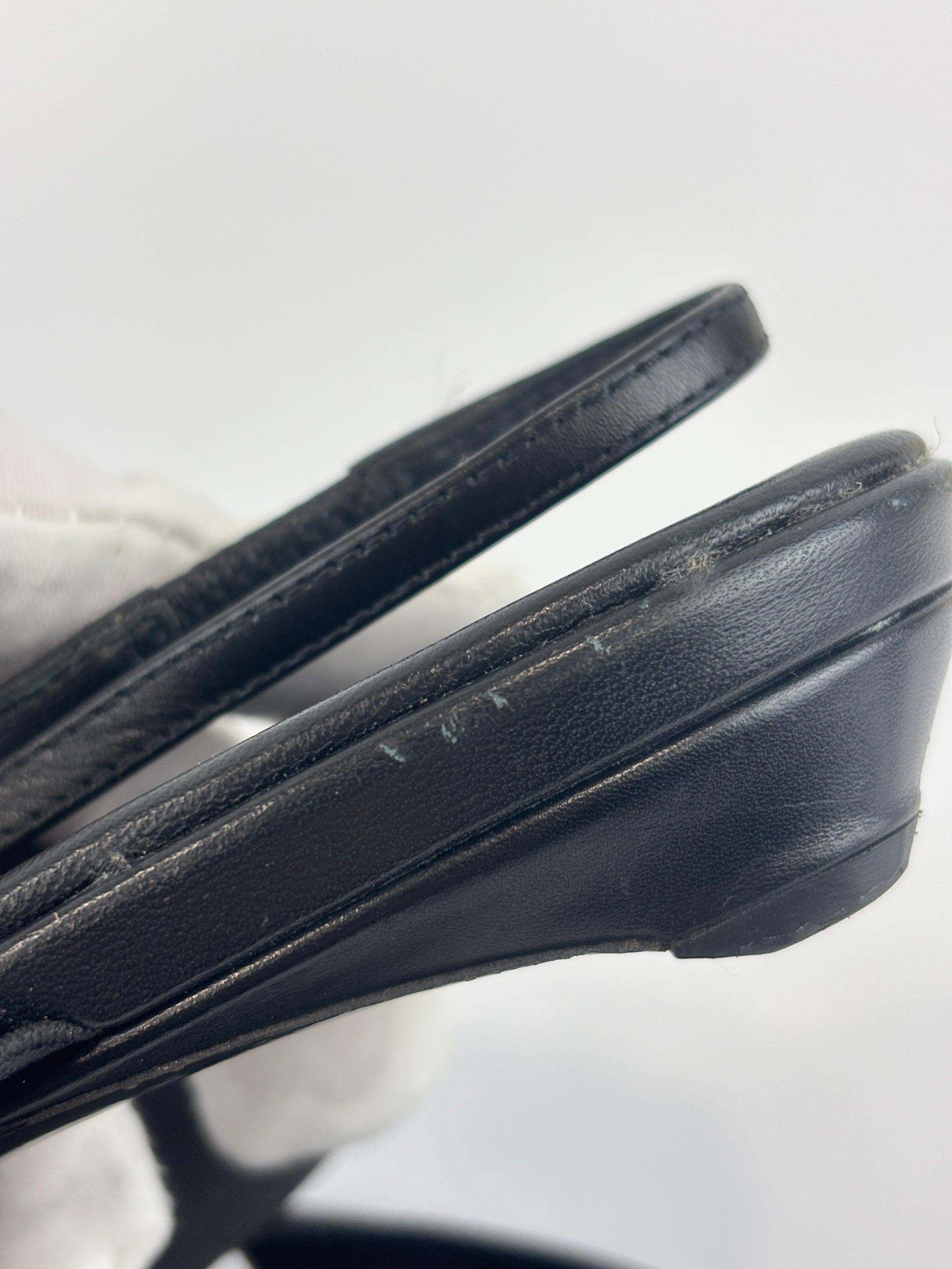 Leather Slingback Flats Black Size 38.5