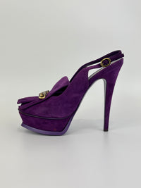 Suede Slingback Platform Sandals Purple Size 37.5