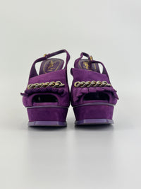 Suede Slingback Platform Sandals Purple Size 37.5