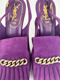 Suede Slingback Platform Sandals Purple Size 37.5
