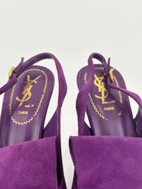 Suede Slingback Platform Sandals Purple Size 37.5