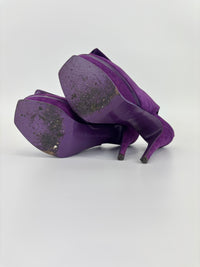 Suede Slingback Platform Sandals Purple Size 37.5