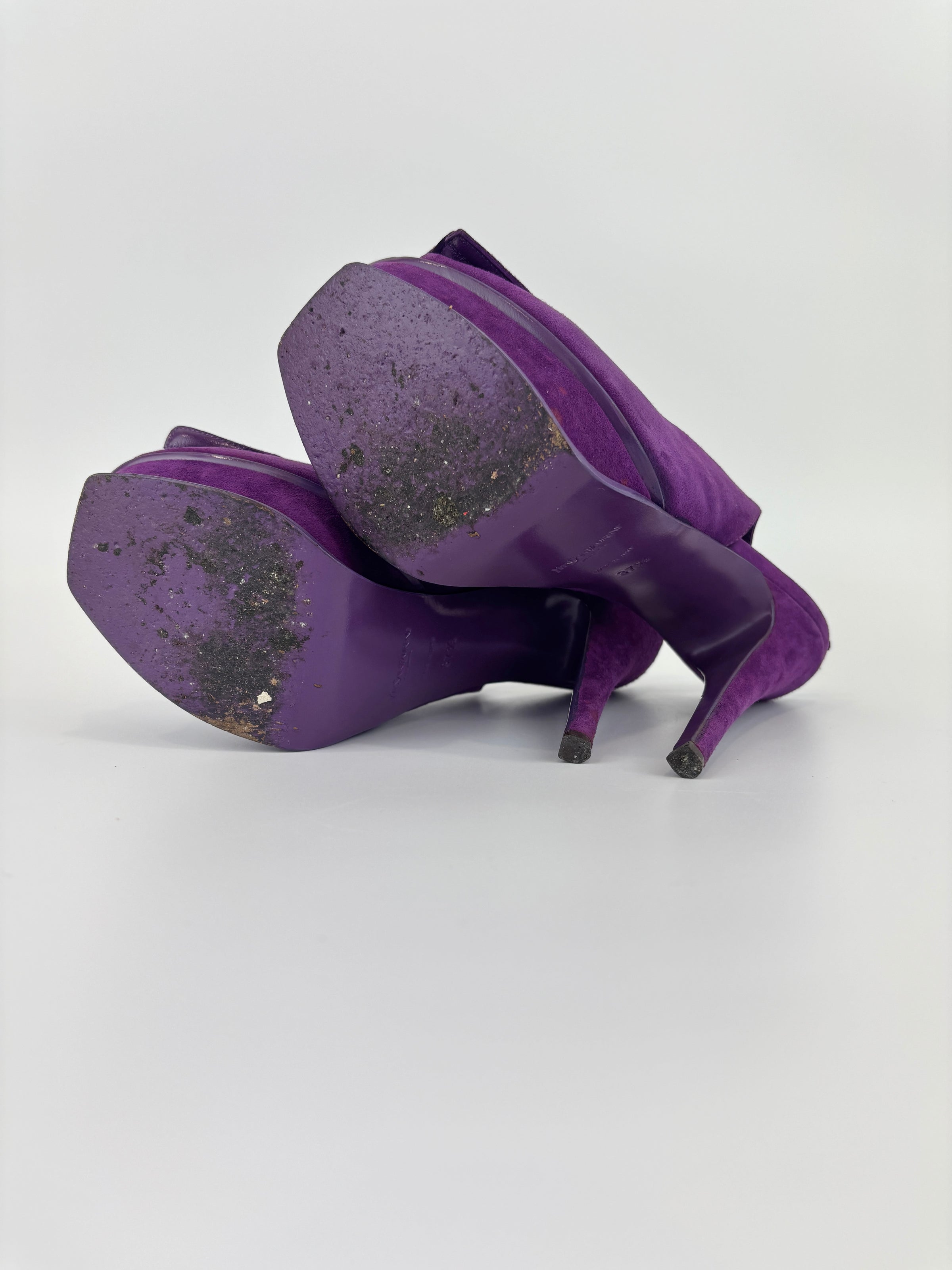 Suede Slingback Platform Sandals Purple Size 37.5